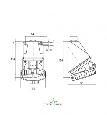 پریز دیواری روکار صنعتی16×5-پارسا