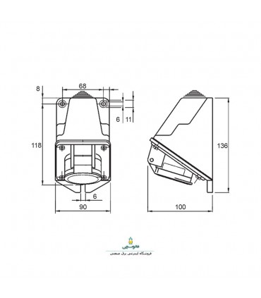 پریز دیواری روکار صنعتی32×3-پارسا